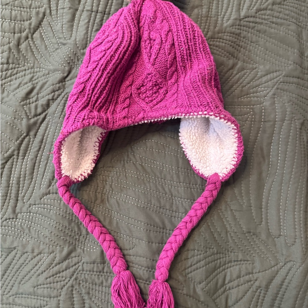 Hanna Andersson Purple White Fleece Hat